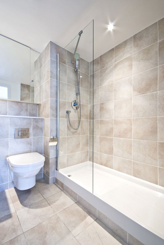 Contemporary Shower with Tile Work